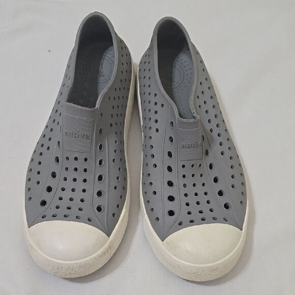 Native Gray and White Water Shoes with Perforated Design - Picture 1 of 6
